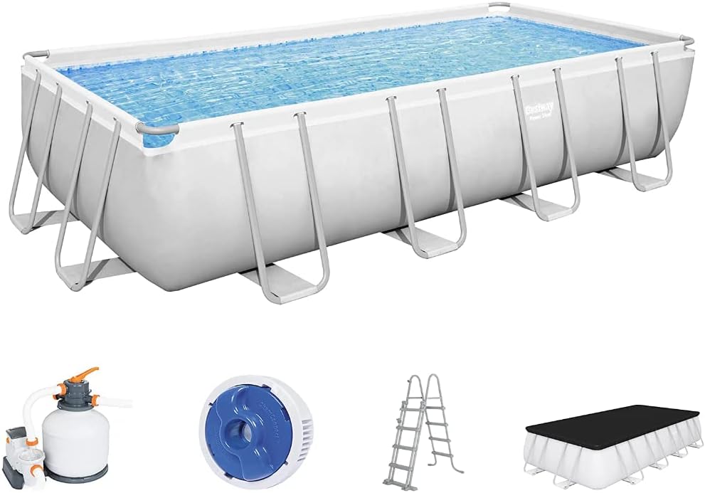 Bestway Stahlrahmenpool, 549 x 274 x 122 cm, Weiß/Blau, Frame Pool + bis Sand
