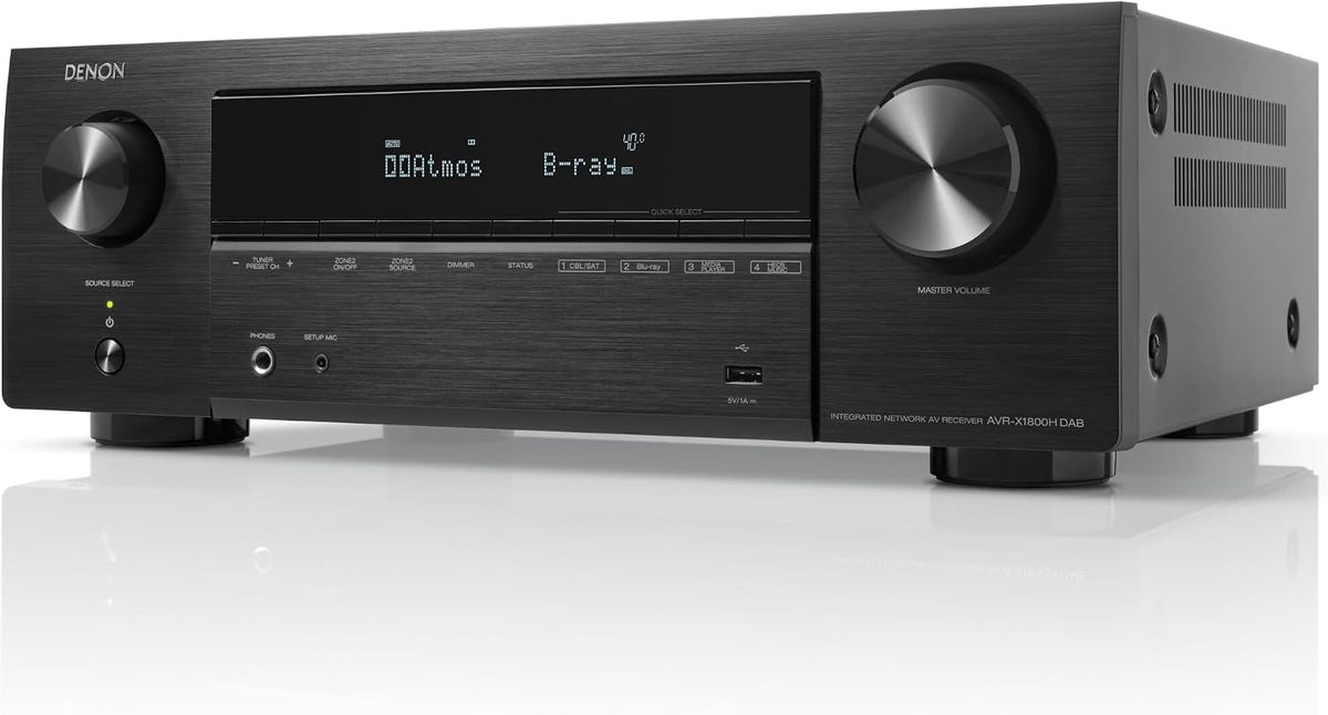 Denon Audiogerät, Schwarz, AVR-X1800HDAB 7.2-Kanal AV-Receiver, HiFi Verstärker mit Dolby Atmos, DTS:X, 6 HDMI Eingänge und 1 Ausgang