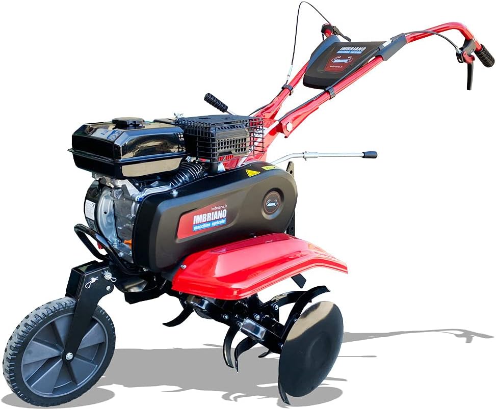 Imbriano Macchine Agricole Motorhacken, 81 cm, Schwarz/Rot, Motorhacke Benzin Maciste 7 Pferde 212 ccm Fräser