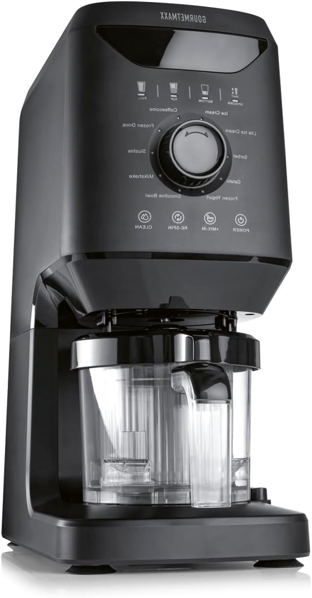 GOURMETmaxx Eismaschine, Schwarz, SmoothUp 800 Watt, 10 Programme inkl. Mix-in-Funktion, Eiscreme-Maschine, Slushies & Eiscreme selber machen