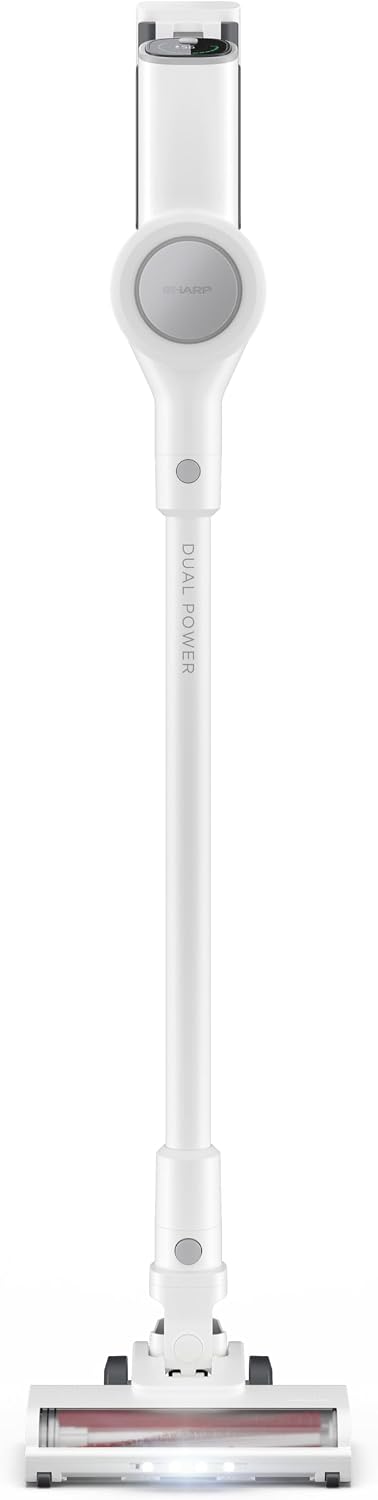 SHARP Staubsauger, Weiß, VC-SV10MMAEU-W Akku, Dual Power Comfort, Kabellos, 2 austauschbare Akkus, 50 Minuten Betriebszeit