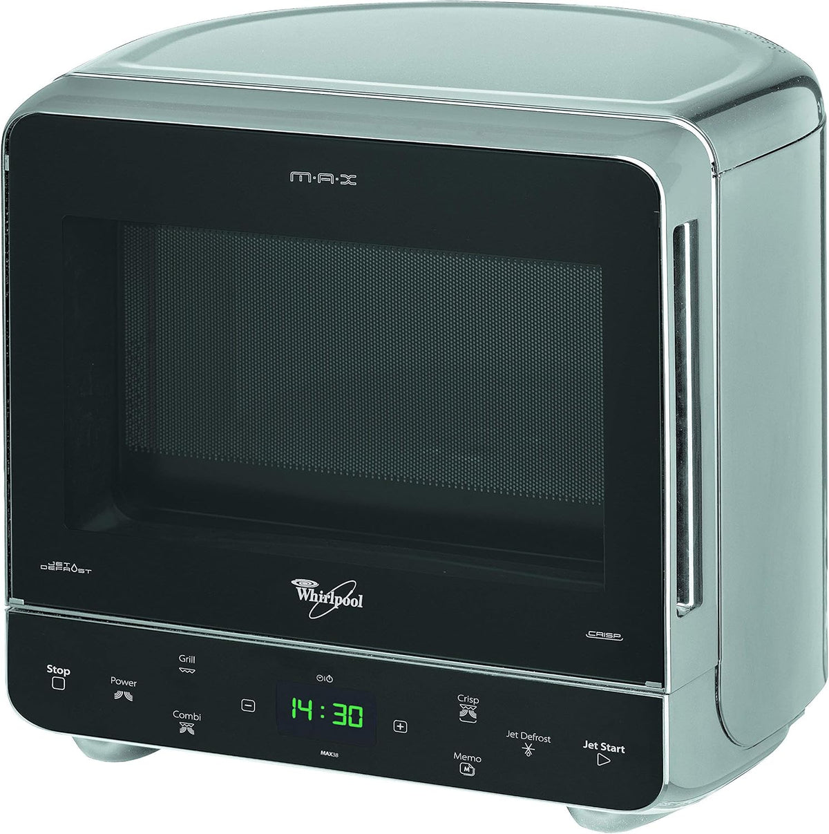 Whirlpool Mikrowelle, 700 W, 13 L, Silber, MAX 38 SL Kombination Grill und / / Garraum / Crisp