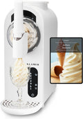 KLAMER Eismaschine, 1,5 L, Weiß, Soft, & Slush Maschine mit 7 Programmen: Softeis, Slushie, Frappé uvm, Fassungsvolumen Automatische Reinigung