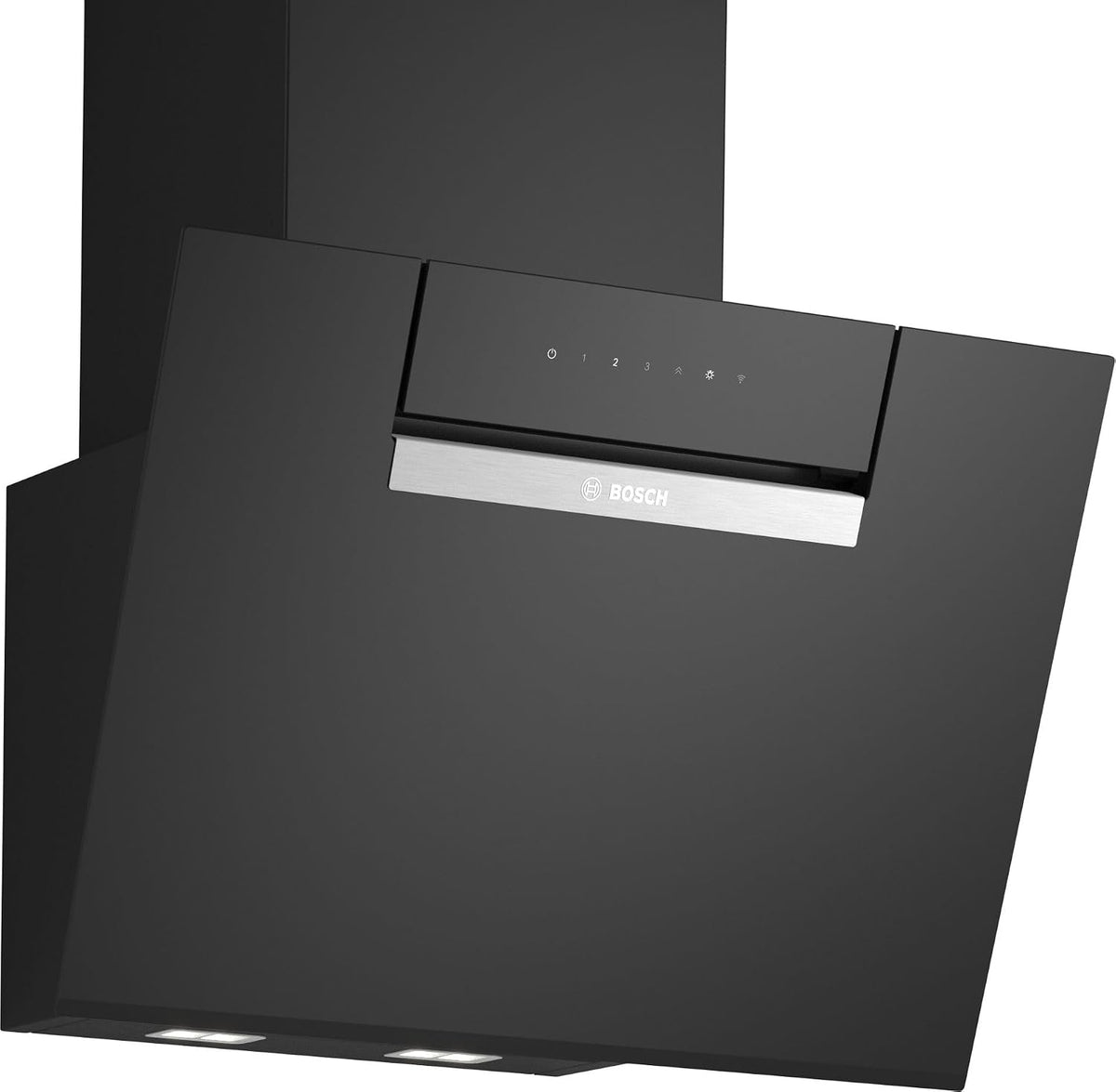 Bosch Dunstabzugshaube, 60 cm, Schwarz, DWK67FN60, Serie 4, Smarte, Klarglas bedruckt, Wandesse Made in Germany