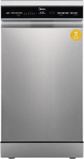 Midea Geschirrspüler, 45 cm, Silber, Spülmaschine MDWEF1034DSS-WE, Freistehend 10 Maßgedecke, Besteckkorb, höhenverstellbarer Oberkorb