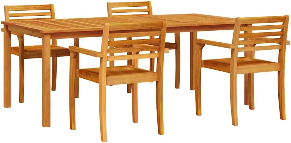 HFXHIJXQ Essgruppe, 180x90 cm, Massivholz Akazie, Braun, Gartenmöbel 7-Teilig aus Akazienholz Massiv 8 Stühle