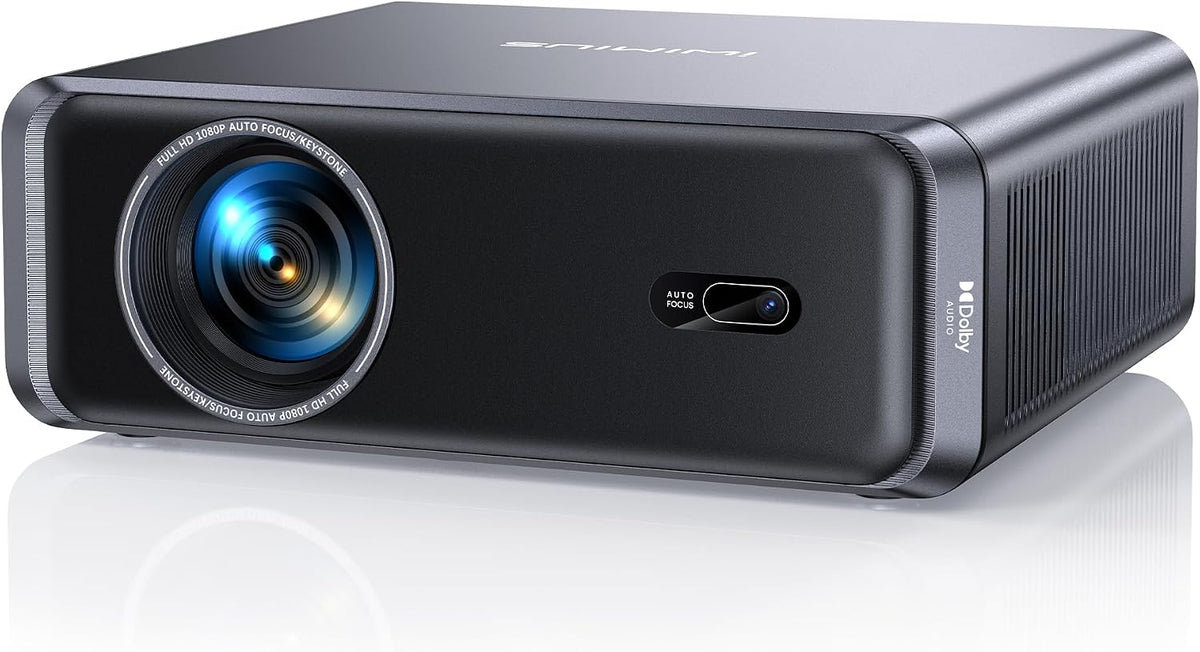 iWIMIUS Beamer, Schwarz, Smart kompatibel mit Netflix-App & Dolby, Autofokus/Trapezkorrektur 1000 ANSI 4K Heimkino Unterstützt