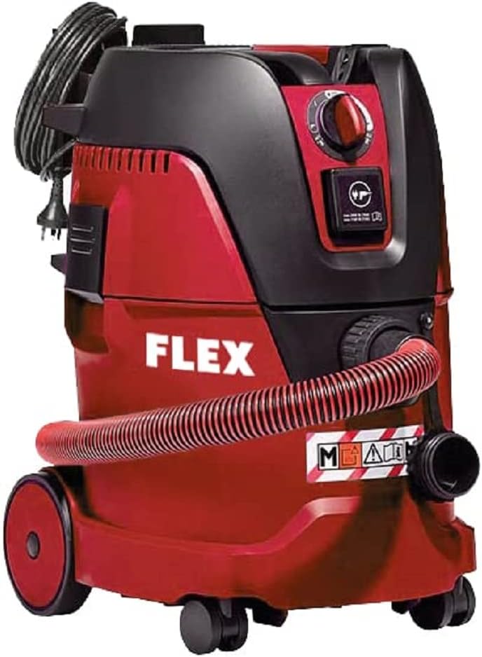 FLEX Nass- & Trockensauger, 22 m, 20 l, Rot/Schwarz, Sicherheitssauger VCE MC V (1200 Watt, Industriesauger, mit Gerätesteckdose