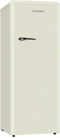 SCHOEPF Getränkekühlschrank, 145,6 cm, 238 L, 40 dB, Cremefarben, RKS245 Vollraum-Kühlschrank, Retro Design, LED-Beleuchtung