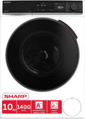 SHARP Waschmaschine, 10 kg, Schwarz/Weiß, ES-WNFB014CWDA-DE, Energieeffizienzklasse A (-20%), 1400 U/Min, Dampffunktion