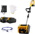 RkgSinuo Schneefräse, 11 Zoll, Gelb/Schwarz/Weiß, Akku Schneeschaufel, Mit Verstellbarem Frontgriff Und Teleskopstange Und 2