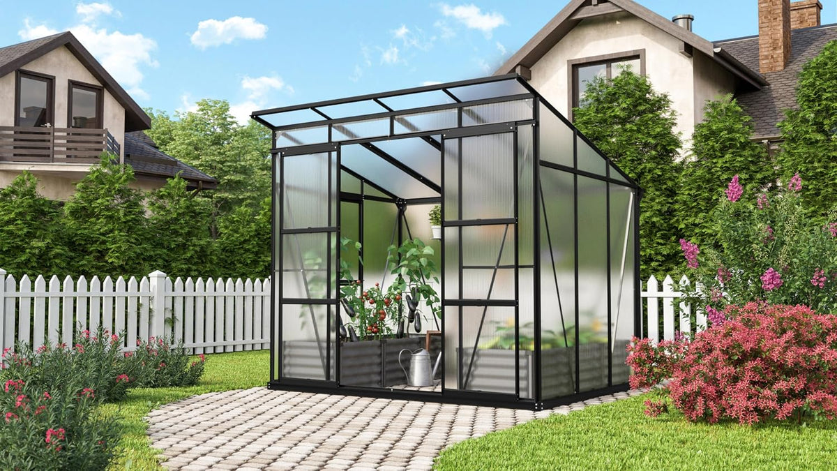 Vitavia Gewächshaus, 5,9 m, 6 mm, Schwarz/Klar, Freya 5900', schwarz, Wetterfestes & stabiles Treibhaus, Robust & langlebig
