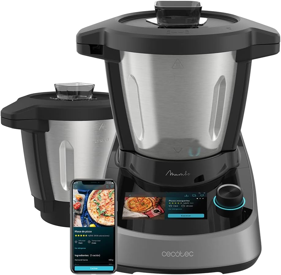 Cecotec Universalküchenmaschinen, 1600 W, 3,3 L, Schwarz/Silber, Multifunktionsküchenroboter Mambo Touch mit Habana-Krug