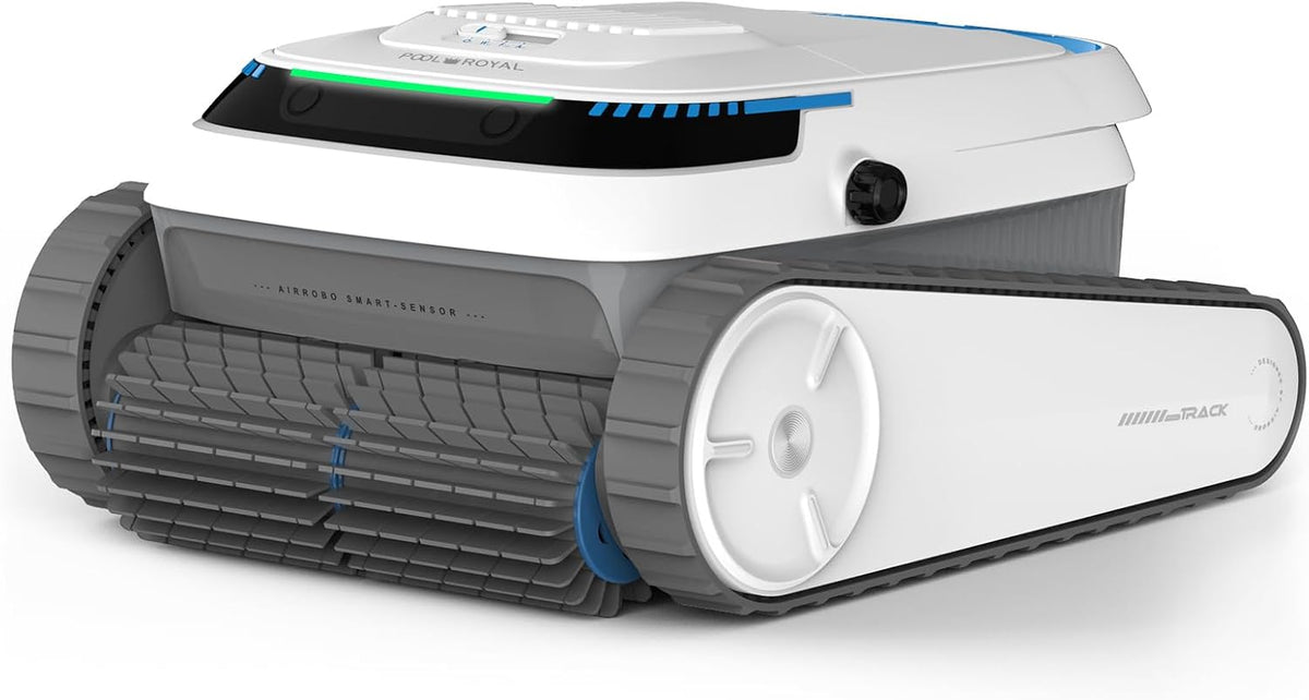 FM-SOLAR Poolroboter, Weiß/Grau/Blau, Pool-Royal PC10 Akku, Model 2025, Poolsauger, Kabellos, Autoparken und Wandklettern 3 Motoren 120 Minuten