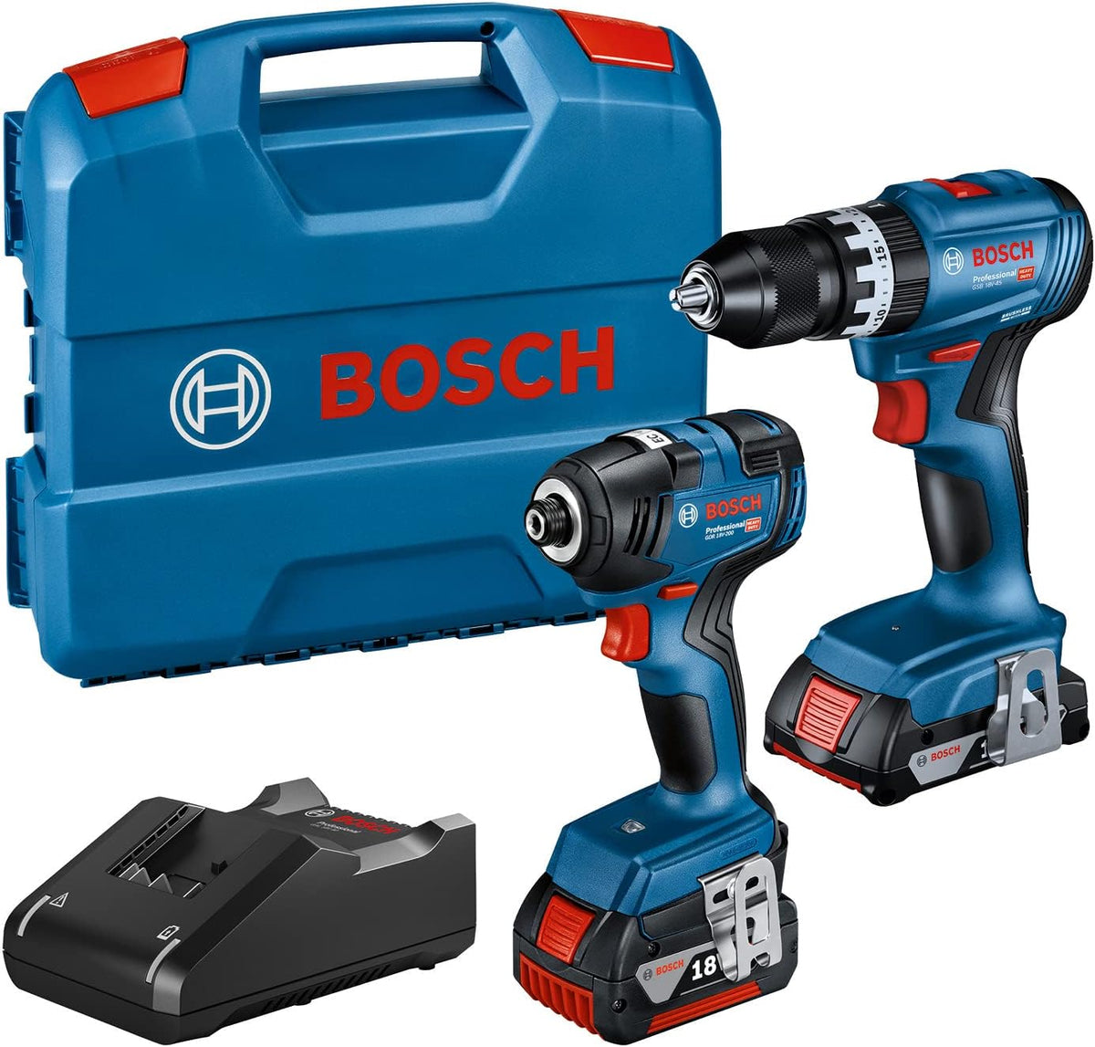 Bosch Professional Elektrowerkzeug, 2.0 Ah, 4.0 Ah, 18 V, Blau/Schwarz/Rot, System Combo Kit: Drehschlagschrauber GDR -200 +