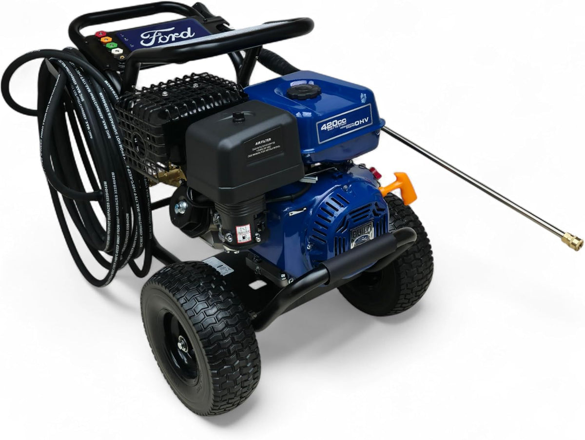 ViMa24 Hochdruckreiniger, 303 bar, 420 cm, 6,5l, Blau/Schwarz, Ford Benzin 13PS Annovi reverberi RSV-4G40 Hochdruckpumpe