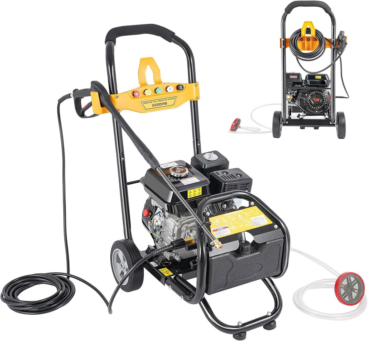 OUBUBY Hochdruckreiniger, 170 Bar, 7.5hp, Aluminium, Eisen, Kunststoff, Schwarz/Gelb