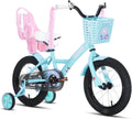 JOYSTAR Fahrrad, 16 Zoll, Blau/Rosa/Schwarz, KEANO Zinnia Kinder für Mädchen von 4-7 Jahren, Mädchen mit Stützrädern & Baket & Luftschlangen