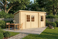 Gerätehaus Alpholz, 450 x 250 cm, 28 mm, Holz, Gartenhaus Maria aus in Naturbelassen, Wandstärke mit 2 Räumen Pultdach