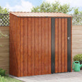 Mokuyary Gerätehaus, 203,5 x 73 x 200 cm, Metall, Braun, Gartenhütten Metall Gartenhaus, Geräteschuppen Schuppen für den Außenbereich Garten