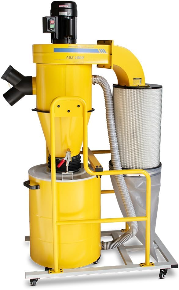 BAMATO Dunstabzugshaube, 95 Liter, 1150 m, 230 V, Gelb/Schwarz, Zyklonabsaugung ABZ-1800 , 56/ Füllmenge, Luftleistung: ³/h
