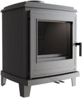 kratki Kaminofen, 150 mm, 6 kW, Grau, K11 Gusseisen-, klassischer Holzofen mit großer Sichtscheibe, BImSchV Stufe 2