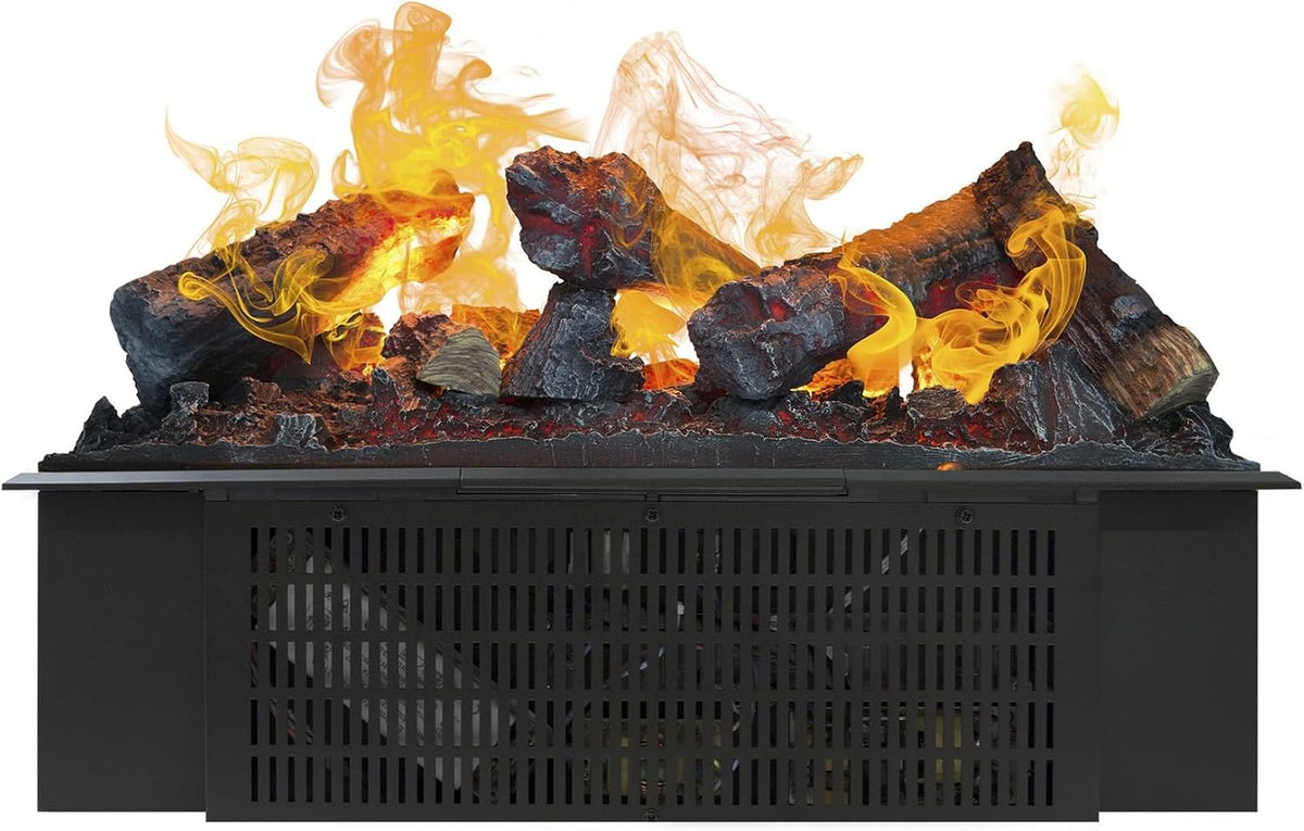 Xaralyn Kaminofen, Schwarz/Orange, Wasserdampfkamin Cassette 600 - Einbaukamin mit Wasserdampf