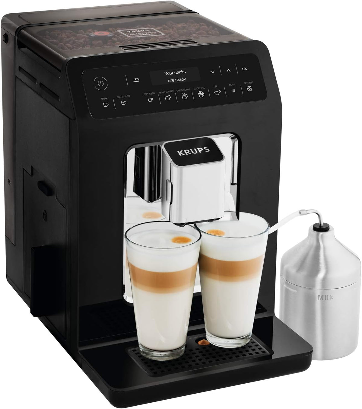 KRUPS Kaffeevollautomat, Schwarz, EA8918 Evidence Kaffevollautomat, OLED-Display Barista Quattro Force Technologie
