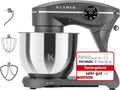 KLAMER Universalküchenmaschinen, 1800 W, 6 L, grau/silber, Knetmaschine Brotteig mit Edelstahl-Rührschüssel, 10 Stufen mit Timer