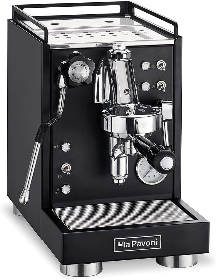 La Pavoni Kaffeemaschine, 1400 W, Schwarz/Silber, Mini Cellini, Semiprofessionelle Espresso- LPSMCB01EU, Einzelboiler