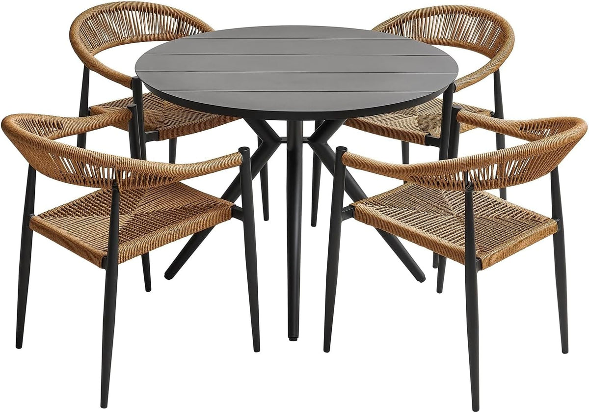 Gartenmöbel-Set MAT-COMPANY, 100x100 cm, Pulverbeschichtetes Aluminium, Schwarz/Braun