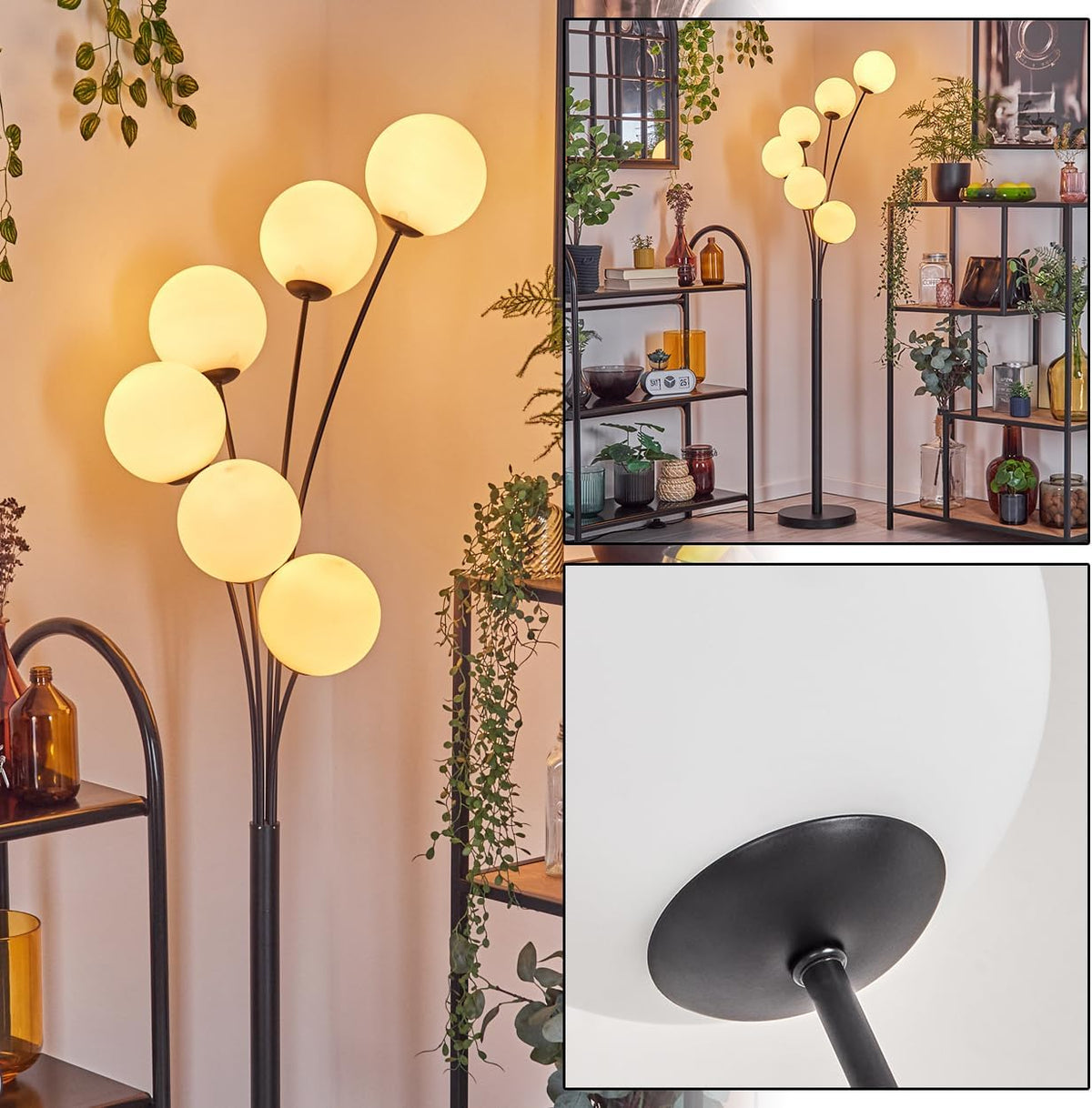 HOFSTEIN Standleuchten & Deckenfluter, 25 Watt, 168 cm, 15 cm, Schwarz/Weiß
