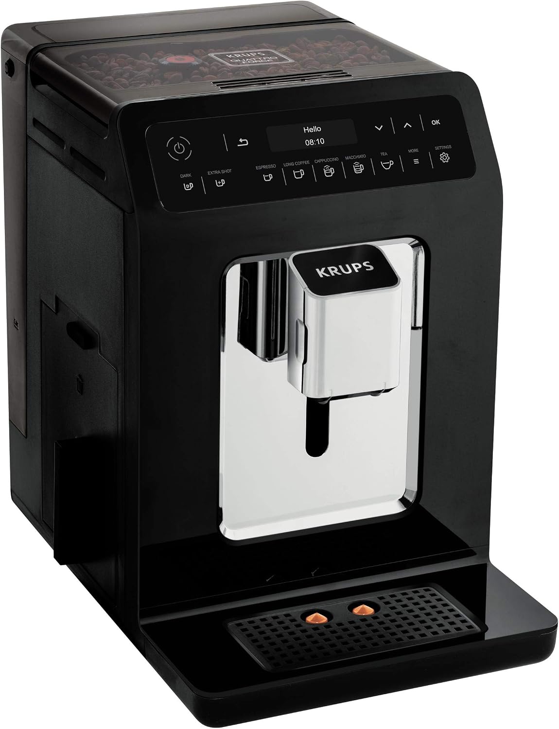 KRUPS Kaffeevollautomat, Schwarz/Chrome, EA8908 Evidence, OLED-Display Barista Quattro Force Technologie, 12 Kaffee-Variationen