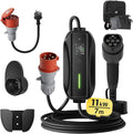 dé Ladestationen, 11 kW, 7m, Schwarz/Rot/Grau, Mobile Wallbox/Ladestation [3-phasig, 6-16A] mit Einstellbarer Ladeleistung