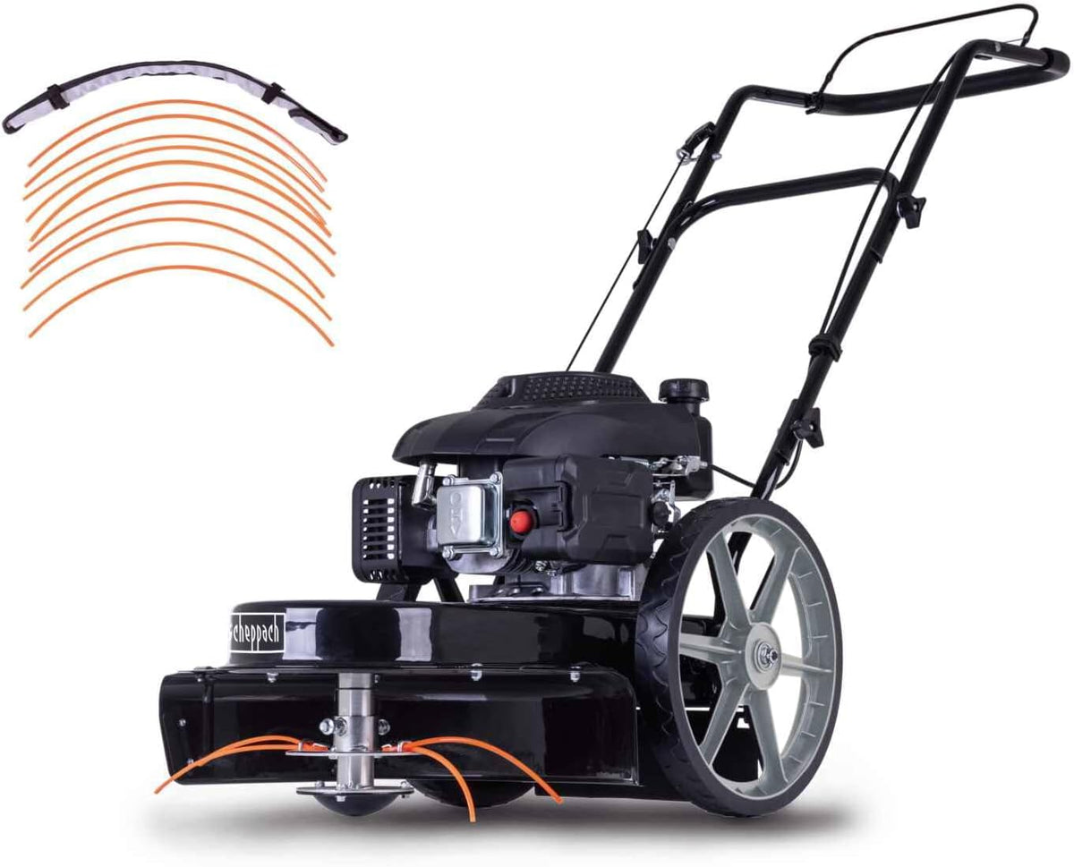 Scheppach Rasentrimmer, 56 cm, 95 mm, 3 kW, Schwarz/Orange, 800 m2/h, Schnittbreite, 1PS/, 4-Takt, Höhenverstellung 40