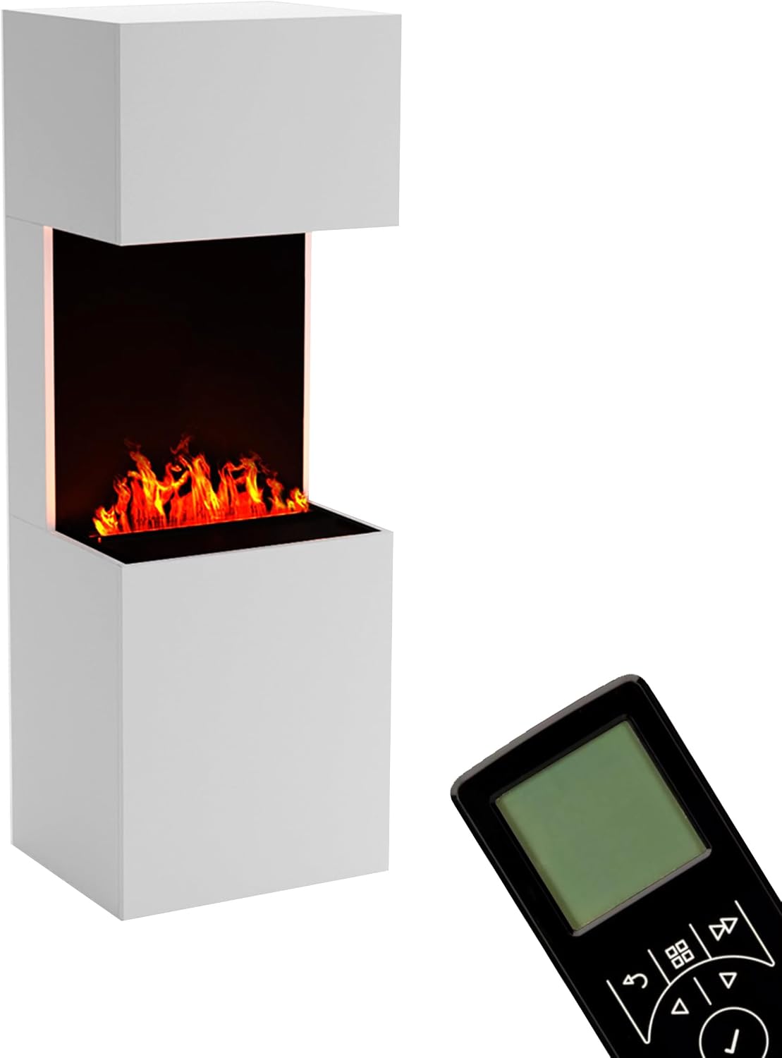 GLOW FIRE Elektrokamin, 60x170x50 cm, Weiß/Schwarz, Wasserdampf Kamin Beethoven (Standkamin) - mit, Knistereffekt & Fernbedienung