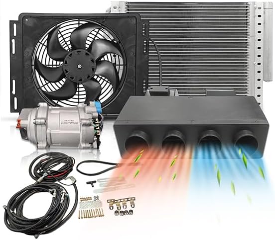 Treeligo Kompressor, 12 V, Schwarz/Silber, Car Elektrische Klimaanlage, Universelles elektrisches Klimaanlagen-Set für unter dem