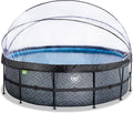 EXIT TOYS Aufblasbare Pools, 488x122 cm, Grau/Schwarz/Klar, Stone Pool mit Multifunktionale Abdeckung - ø - Großer