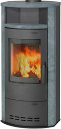 Thermia Kaminofen, 7kw, Grau, Kamin-Ofen Hamburg V4 guss- Naturstein Speicherofen