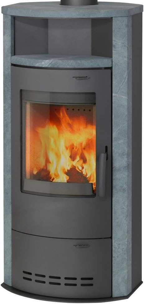 Thermia Kaminofen, 7kw, Grau, Kamin-Ofen Hamburg V4 guss- Naturstein Speicherofen