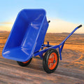 YHWKGZ Schubkarren, Blau/Orange/Schwarz, mit Großen Gartenwagen Rädern, Kippwagen mit Weichem Griff, Strand, Sport/Angeln