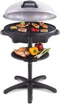 Cloer Elektrogrill, 38,5 x 52,5 cm, Schwarz/Silber, 6789 Barbecue-Grill, Outdoor Standgrill mit integriertem Thermometer